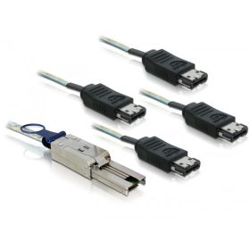   Delock mini SAS 26 tűs - 4db eSATA kábel (SFF 8088 - 4db eSATA) 1m (83064)