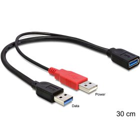   Delock 83176 USB 3.0-A female > USB 3.0-A male + USB 2.0-A male kábel 30 cm