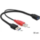 Delock 83176 USB 3.0-A female > USB 3.0-A male + USB 2.0-A male kábel 30 cm