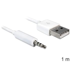   Delock USB-A apa -> sztereo jack 3.5 mm apa 4 pin IPod Shuffle kábel 1m fehér (83182)