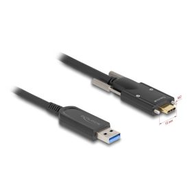  Delock Aktív optikai kábel USB 10 Gbps-A apa - USB Type-C  apa csatlakozó csavarokkal az oldalain, 5 m