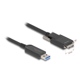   Delock Aktív optikai kábel USB 10 Gbps-A apa > USB 10 Gbps Micro-B Típusú dugó csavarokkal ellátott 5 m