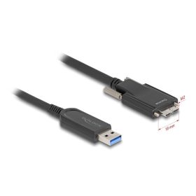   Delock Aktív optikai kábel USB 10 Gbps-A apa > USB 10 Gbps Micro-B Típusú dugó csavarokkal ellátott 10 m