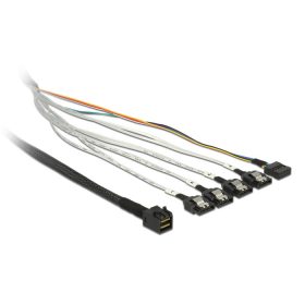   Delock kábel mini SAS HD SFF-8643 > 4 x SATA 7 tűs + Sideband 0,5 m fém (83315)