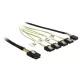Delock Kábel Mini SAS SFF-8087 > 4 x 7 tus SATA fordított + oldalsáv, 0,5 m (83318)
