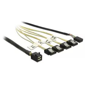   Delock Mini SAS HD SFF-8643 > 4 x 7 tus SATA fordított + oldalsáv, 1 m kábel (83322)