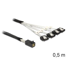   Delock Mini SAS HD x 4 SFF 8643 apa > 4 x SATA 7 Pin anya kábel, 0,5 m