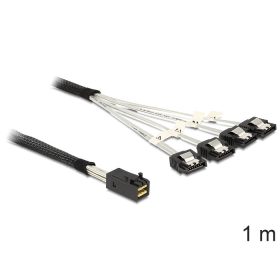   Delock Mini SAS HD x 4 SFF 8643 apa > 4 x SATA 7 Pin anya kábel, 1 m (83393)