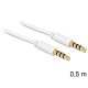 Delock 3,5 mm sztereó jack összekötőkábel fehér 0,5m (83439)