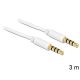 Delock kábel Audio 3,5mm férfi/férfi 4-pin fehér 3,0m (83442)