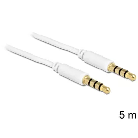   Delock sztereó kábel 3.5 mm 4 pin csatlakozó > csatlakozó, 5 m, fehér (83443)