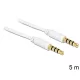 Delock sztereó kábel 3.5 mm 4 pin csatlakozó > csatlakozó, 5 m, fehér (83443)
