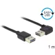 Delock 83464 EASY-USB 2.0-A apa > apa kábel 90°-ban ívelt bal / jobb 1 m, fekete