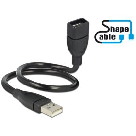   Delock USB 2.0 Csatlakozókábel [1x USB 2.0 dugó, A típus - 1x USB 2.0 alj, A típus] 0.35 m Fekete Hajlékony hattyúnyak kábel
