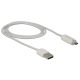 Delock USB-A 2.0 -> USB Micro-B, apa/apa, adat és töltőkábel LED visszajelzéssel, Fehér, 1m (83604)