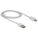 Delock USB-A 2.0 -> USB Micro-B, apa/apa, adat és töltőkábel LED visszajelzéssel, Fehér, 1m (83604)