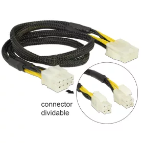   Delock 83653 Power 8 pin EPS male (2x4 pin)  > 8 pin female 44cm hosszabbító kábel