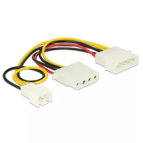   Delock 83658 4 pin apa > 1x 4 pin anya + 1x 3 pin apa kábel 14cm