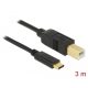 Delock USB 2.0 kábel Type-C a B-típusú 3 m