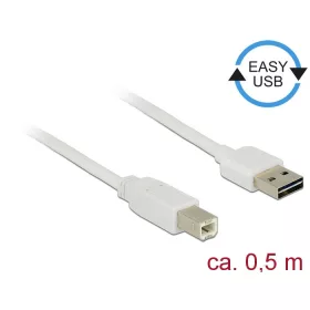   Delock Kábel, EASY-USB 2.0-s A-típusú csatlakozódugó > USB 2.0-s B-típusú csatlakozódugó, 0,5 m, feh