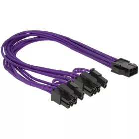   Delock tápkábel PCI Express 6 tűs anya > 2 x 8 tűs apa textil árnyékolás lila (83704)