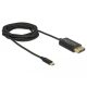 Delock USB-C koax kábel DisplayPort-hoz (DP Alt Mode) 2 m fekete (83710)
