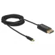 Delock USB-C koax kábel DisplayPort-hoz (DP Alt Mode) 2 m fekete (83710)