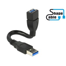   Delock USB 3.0 A male > USB 3.0 A female ShapeCable 0.15 m kábel (83713)