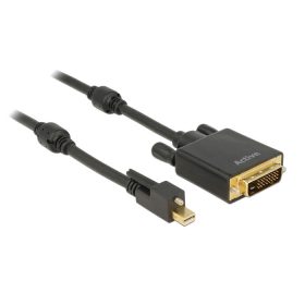   Delock Kábel mini Displayport 1.2-dugós csatlakozó csavarral > DVI-csatlakozódugó 4K aktív fekete 2m