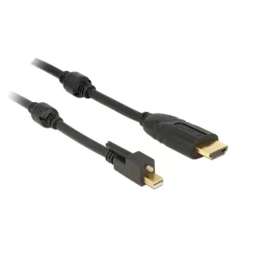   Delock 83731 mini DisplayPort 1.2-dugós csatlakozó csavarral > HDMI-csatlakozódugó 4K aktív kábel, fekete, 3 m