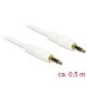 Delock Stereo Jack kábel 3.5 mm 3 pin apa > apa 0.5 m fehér