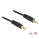 Delock Stereo Jack kábel 3.5 mm 3 pin apa > apa 3 m fekete