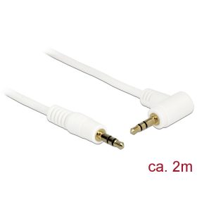   Delock Stereo Jack kábel 3.5 mm 3 pin apa > apa 2 m 90  fehér (83757)