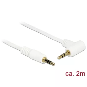   Delock Stereo Jack kábel 3.5 mm 3 pin apa > apa 2 m 90  fehér (83757)