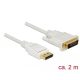 Delock Kábel Displayport 1.2 dugó > DVI 24+1 dugó passzív 2 m fehér (83814)
