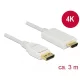 Delock Kábel Displayport 1.2 dugó > High Speed HDMI-A dugó passzív 4K 3 m fehér (83819)