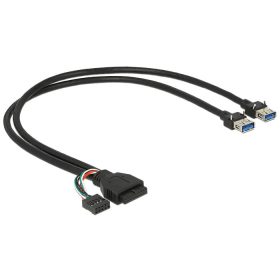   Delock USB 3.0 kábel tűfejes anya + USB 2.0 tűfejes anya > 2 x USB 3.0 A anya 45 cm (83829)