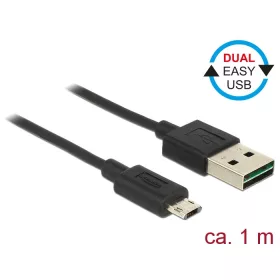  DeLock 83844 EASY USB 2.0 Type-A (male) - Micro Type-B (male) kábel 1m fekete