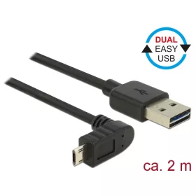   Delock 83856 USBA - USB Micro-B (derékszögben hajlított) kábel 2m fekete