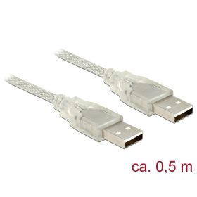   Delock USB 2.0-s kábel A-típusú csatlakozódugóval > USB 2.0-s, A-típusú csatlakozódugóval, 0,5 m, át (83886)