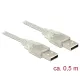 Delock USB 2.0-s kábel A-típusú csatlakozódugóval > USB 2.0-s, A-típusú csatlakozódugóval, 0,5 m, át (83886)