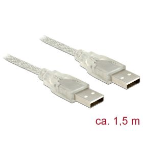   Delock USB 2.0-s kábel A-típusú csatlakozó > USB 2.0-s, A-típusú csatlakozó 1,5 m áttetsző (83888)