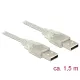 Delock USB 2.0-s kábel A-típusú csatlakozó > USB 2.0-s, A-típusú csatlakozó 1,5 m áttetsző (83888)