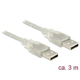   Delock 83890 USB 2.0 A > USB 2.0 A összekötő kábel, 3 m, áttetsző
