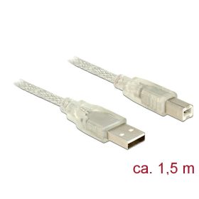   Delock 83893 USB 2.0 Type-A male > USB 2.0 Type-B male 1.5m áttetsző