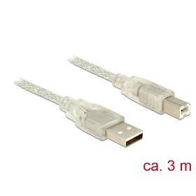   Delock 83895 USB 2.0 Type-A male > USB 2.0 Type-B male 3m áttetsző