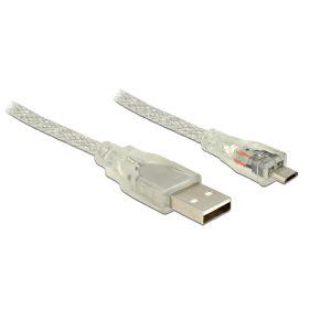   Delock 83901 USB 2.0 Type-A male > USB 2.0 Micro-B male 2m áttetsző