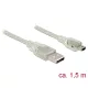 Delock USB 2.0-s kábel A-típusú csatlakozódugóval > USB 2.0 Mini-B csatlakozódugóval, 1,5 m, áttetsz (83906)