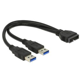   Delock USB 3.0 Pin Header --> 2x USB 3.0 Type-A male kábel 25cm (83910)