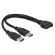 Delock USB 3.0 Pin Header --> 2x USB 3.0 Type-A male kábel 25cm (83910)